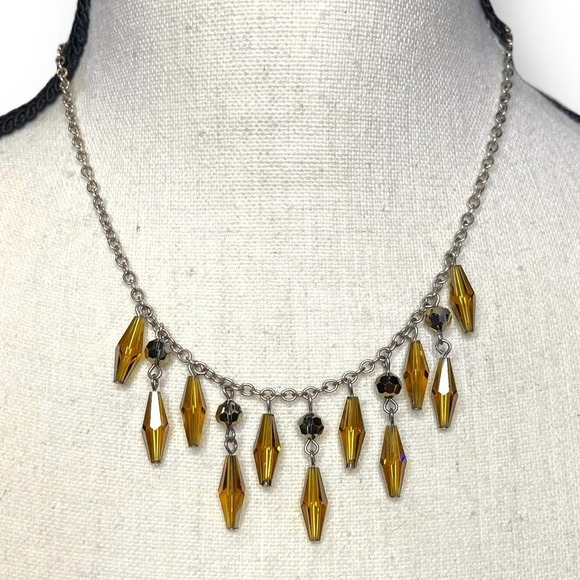 Emily Ray Demi-Parure Earrings Necklace 925 Silver Glass Bicone Beads Signed - Picture 5 of 12